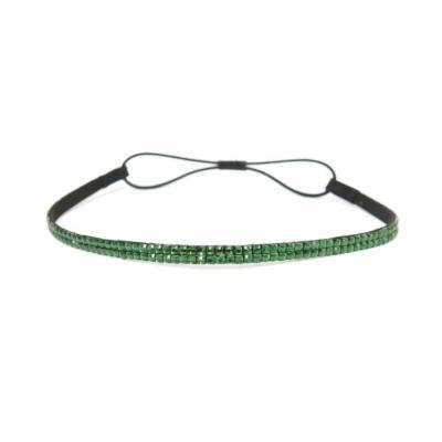 Two Row Bling Rhinestone Headband/ Elastic Stretch/ Rhinestone Hair Band Hair Accessory (Green)
