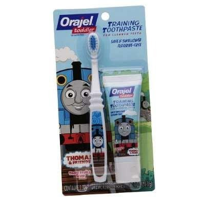 Orajel Toddler Thomas Toddler Training Toothpaste with Toothbrush, Tooty Fruity 1 oz (28.3 g)