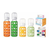 Lifefactory Glass Baby Bottles 4 Pack Starter Kit with Colored Caps (9 oz. & 4 oz.)