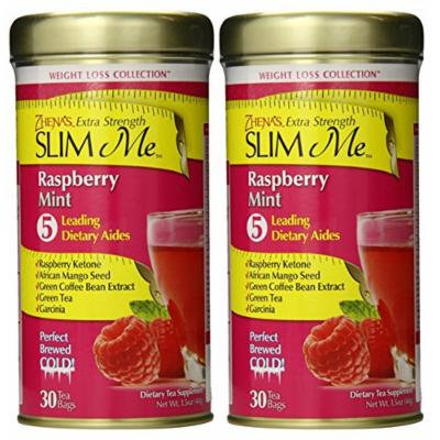 Zhena's Gypsy Tea Extra Strength Slim Me Green Tea, Raspberry Mint, 30 Count (Pack of 2)