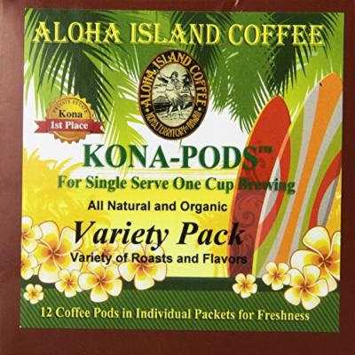 Aloha Island Coffee KONA-POD, Variety Pack of our Kona & Hawaiian Coffee Blend, 12-Count Coffee Pods