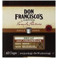 Don Francisco Coffee Family Reserve Decaf 100% Colombian Single Serve Coffee, 12 Count (Pack of 6)
