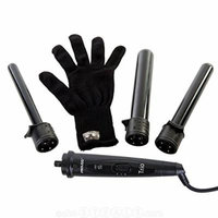 PROFESSIONAL 3 PART INTERCHANGEABLE BARRELS WAND HAIR CURLING IRON + FREE GLOVE