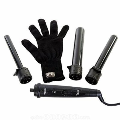 PROFESSIONAL 3 PART INTERCHANGEABLE BARRELS WAND HAIR CURLING IRON + FREE GLOVE