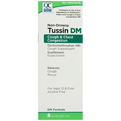 Quality Choice Non-Drowsy Tussin DM Alcohol-free Cough & Chest Congestion Supressant/Expectorant 8 Fluid Ounces (237ml), Boxes (Pack of 6)