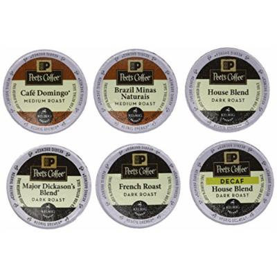New! 30 K-cup Peets Coffee Sampler Variety Pack *WITH DECAF* (2014 Brazil Minas Naturais, Cafe Domingo, House Blend, Major Dickasons, French Roast & House Decaf)