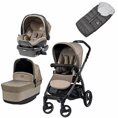 Peg Perego Book Pop Travel Bundle w Primo Viaggio 4/35 Infant Car Seat & Vario Footmuff (Cream)