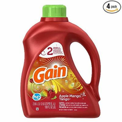 Gain 2X Ultra Gain Liquid Joyful Expressions Apple Mango Tango HE 48 Load, 100.0-Ounce Bottles (Pack of 4)
