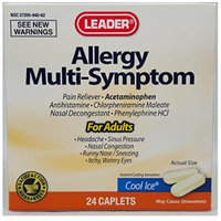 Leader Allergy Multi-Symptom, Cool Ice, 24 Count (6 PACK) - Compare to Tylenol Allergy Multi-Symptom