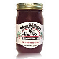 Mrs. Miller's Amish Homemade Strawberry Jam 18 oz/509g No Corn Sugar - No Preservatives - All Natural Goodness In Every Jar