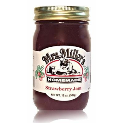 Mrs. Miller's Amish Homemade Strawberry Jam 18 oz/509g No Corn Sugar - No Preservatives - All Natural Goodness In Every Jar