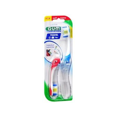 G-u-m Folding Travel Toothbrush, Soft, Assorted 2 Each