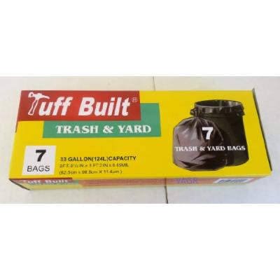 Tuff Built Trash & Yard Bags 33 Gallon.. 2FT.8 1/2 in x 3 FT 2 in x 0.45 MIL.. 7 Bags.