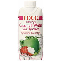 FOCO Pure Coconut Water, Lychee, 11.2 Fluid Ounce (Pack of 12)