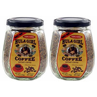 2 Jars - 100% Hula Girl Hawaiian Freeze Dried Instant Kona Coffee Small Jars (50g Each Jar)