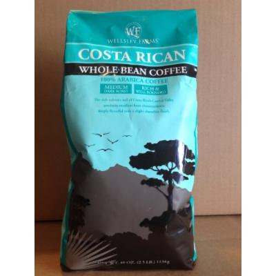 Wellsley Farms Costa Rican Whole Bean Coffee 40 Oz (3 Pack)