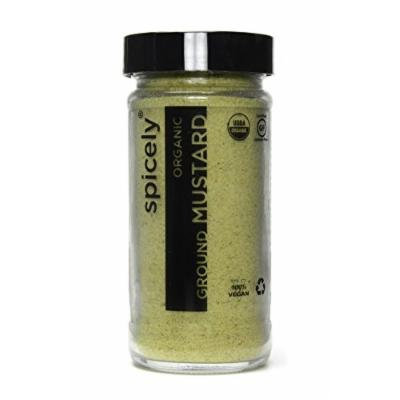 Spicely Organic Mustard Seeds Yellow Ground - Glass Jar - Gluten Free - Non GMO - Vegan - Kosher