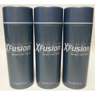 3 Pack Special - XFusion Keratin Hair Fibers - Light Brown - Thickens Balding or Thin Hair - 25g
