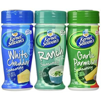 Kernel Season's Popcorn Seasoning Variety Pack of 3 Ranch Parmesan & Garlic and White Cheddar