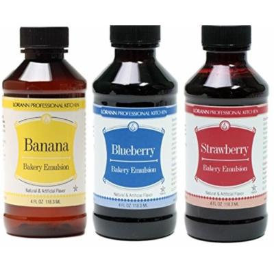 LorAnn Oils Gourmet Bakery Emulsion Banana, Blueberry, and Strawberry Bundle (Pack of 3)