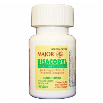 100 Tablets Enteric Coated Major Bisacodyl 5mg (Compare to Dulcolax)