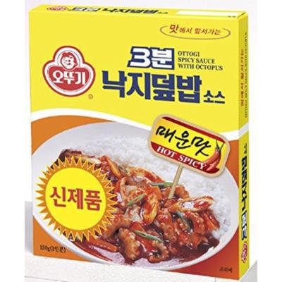 Ottogi's 3 Minutes Instant Meal Box of 8 Combos (Curry, Black Bean Sauce, Hashed Brown Sauce, Spicy Sauce with Kimchi & Tuna, and Spicy Sauce with Octopus) (Spicy Sauce with Octopus (PACK OF 8))