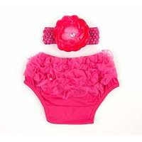 Ema Jane Ruffled Woven Baby Diaper Bloomer Covers (Choose From Many Colors or Styles) (3 months to 18 months, Fuchsia with Accessory)