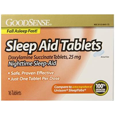 GoodSense Sleep Aid Doxylamine Succinate tablets, 25mg, 16-count (Pack of 24)