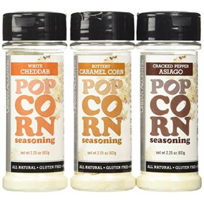 Urban Accents Popcorn Seasoning, Buttery Caramel Corn / Cracked Pepper Asiaga / White Cheddar, 2.25 oz. (Pack of 3)
