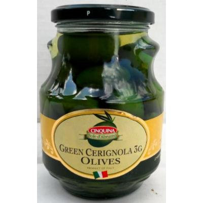 Cinquina (6 pack) Green Cerignola (3g giant size) 580ml jars whole olives from Italy