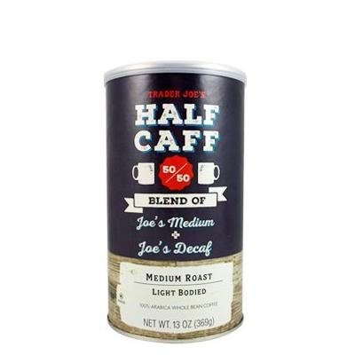 Trader Joe's HALF CAFF 50/50 Medium Roast Light Bodied Whole Bean Coffee (Pack of 2)