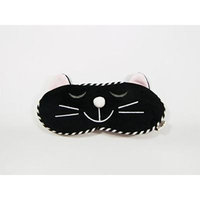 Eye Mask Shades Blindfold Sleeping Warm Cold Gel Pack Travel Comfortable Night's Bestever (Cat-Black)