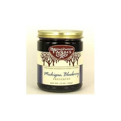 Brownwood Farms Michigan Blueberry Preserves 12 Oz Jar (Pack of 2)