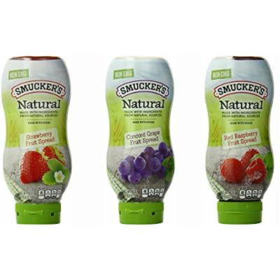 Smucker's Natural Squeeze Fruit Spread, Strawberry, Concord Grape and Red Raspberry, (3) 19 oz bottles
