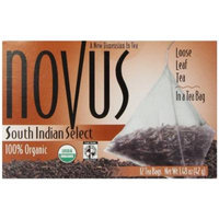 Novus South Indian Select 100% Organic Tea, Fair Trade, 12 Count Tea Bags