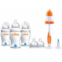 Munchkin Latch Anti-Colic 8 Ounce Baby Bottles with Replacement Stage 3 Bottle Nipples & Brush