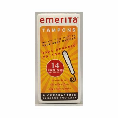 New - Emerita Organic Cotton Tampons Super Plus - 14 Tampons