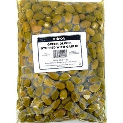 Green Olives Garlic Stuffed 5 Lb net Bag from Greece