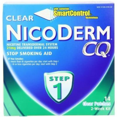 NicoDerm CQ Step 1 Clear Patch, 21 mg, 2-Week Kit (14 patches)