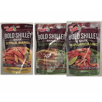 Chili's Bold Skillet Sauces Variety Bundle, 8 oz (Pack of 3) includes 1-Pouch of Mild Green Chile + 1-Pouch Citrus Mango Sauce + 1-Pouch Margarita Lime Sauce