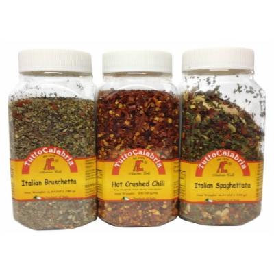 Tutto Calabria Southern Italian Chili Pepper Spice Collection (Spaghetatta, Bruschetta, Crushed Hot Chili)