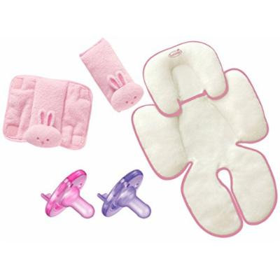 Summer Infant Pink CushyStraps, Snuzzler Infant Support for Car Seats and Strollers and Soothie Pacifiers for 0-3 Months