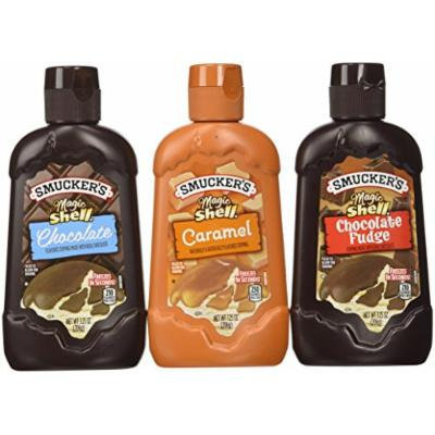 Smucker's Magic Shell Ice Cream Topping Variety Bundle, 7.25 oz bottle (Pack of 3) includes 1-Bottle Caramel Flavored Topping + 1-Bottle Chocolate Flavored Topping + 1-Bottle Chocolate Fudge Flavored Topping