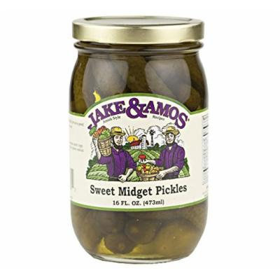 Jake & Amos Sweet Midget Pickles, 16 Oz. Jar (Pack of 2)