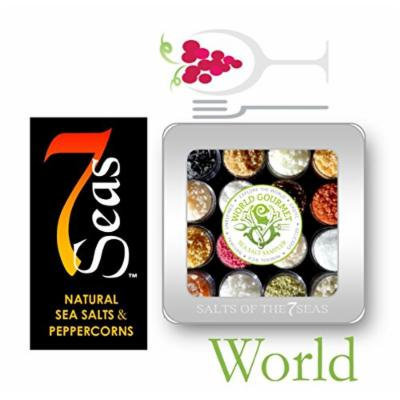 The WORLD Gourmet Sea Salt Sampler Beautifully Presented in a Custom Embossed Tin