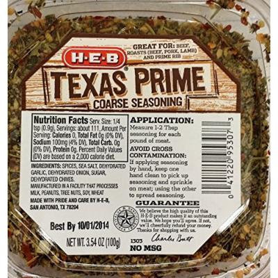 HEB Meat Seasoning 3.54-4.75 Oz (Pack of 4) (Texas Prime Coarse Seasoning 3.54 Oz)