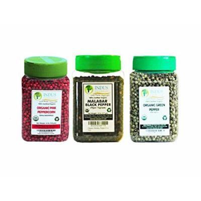 Indus Organics Black Peppercorns, Green Peppercorn, Pink Peppercorn Combo Pack, 3 Jars, Premium Grade, High Purity, Freshly Packed ...