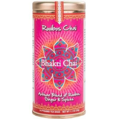 Bhakti Chai Rooibos Chai, Two Canisters, Each with 14 Pyramid Bags