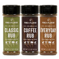 Fire & Flavor All Natural Rubs 3 Flavor Variety Bundle: (1) Fire & Flavor Coffee Rub, (1) Fire & Flavor Classic Rub, and (1) Fire & Flavor Everyday Rub, 2.5-2.7 Oz. Ea. (3 Total)