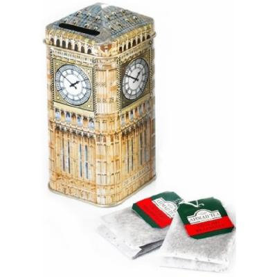Tin Big Ben Money Box Tea Caddy with 20 Teabags